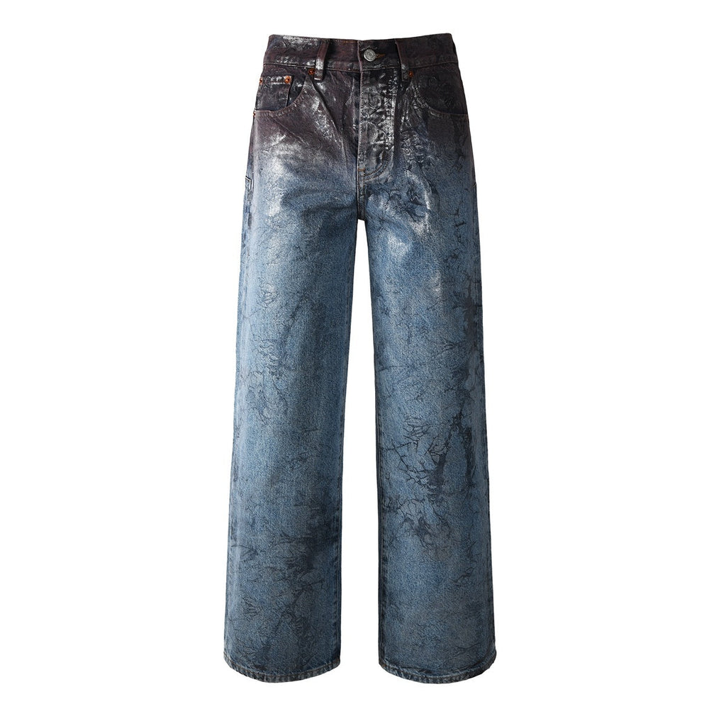 Mens trendy purple jeans, 100% cotton Jeans Rhinestones #109