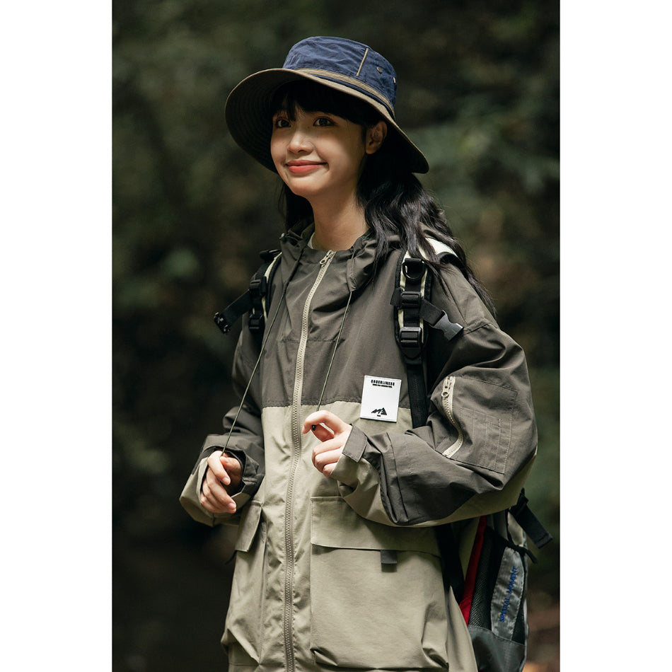 Unisex Jacket Vintage Shell Jacket Loose Hooded Coat Men's and Women's Jacket