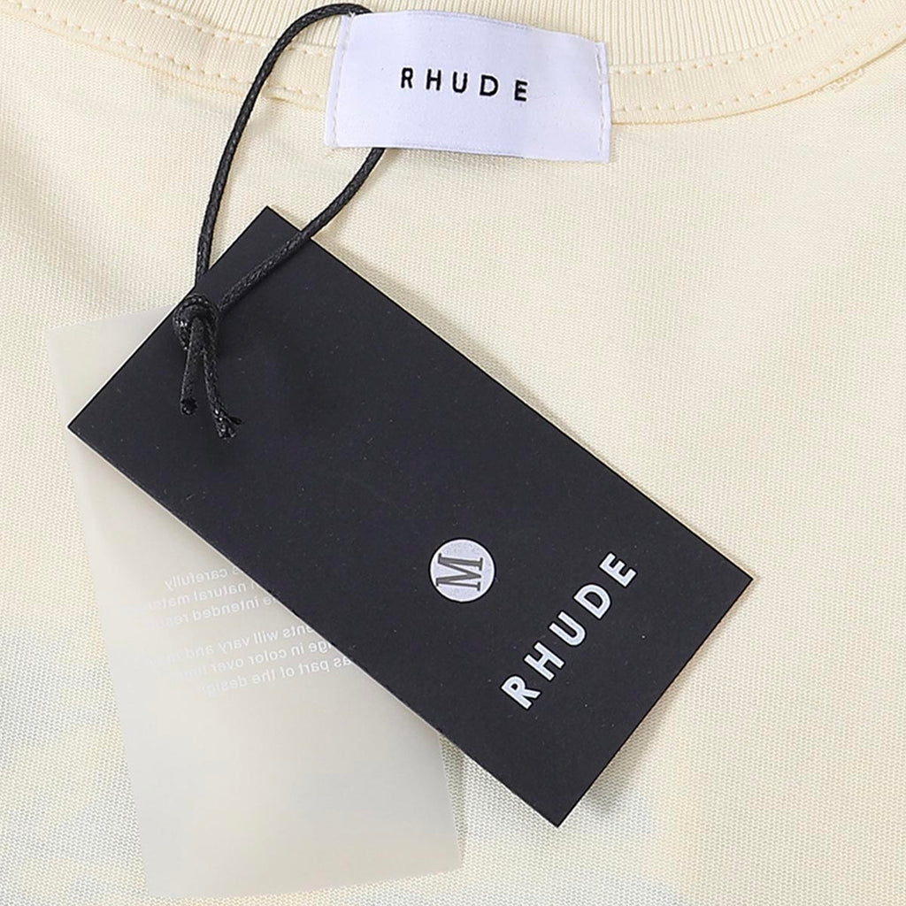 Rhude T Shirts Moonlight Blue Printed Cotton Casual Short Sleeve Men and Women