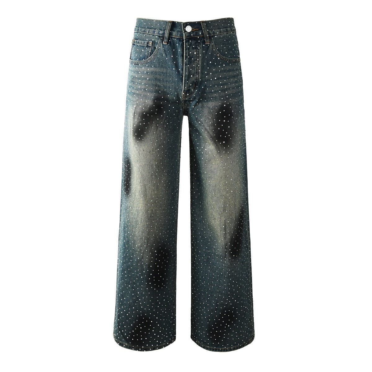 Mens trendy purple jeans, 100% cotton Jeans Rhinestones #106