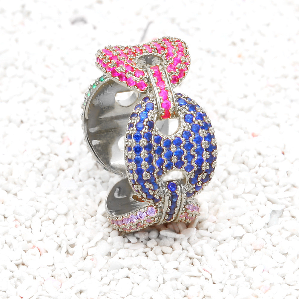 Rings Coffee Beans Microencrusted Zircon Ring Zircon Pig Nose HIPHOP St. Valentine's