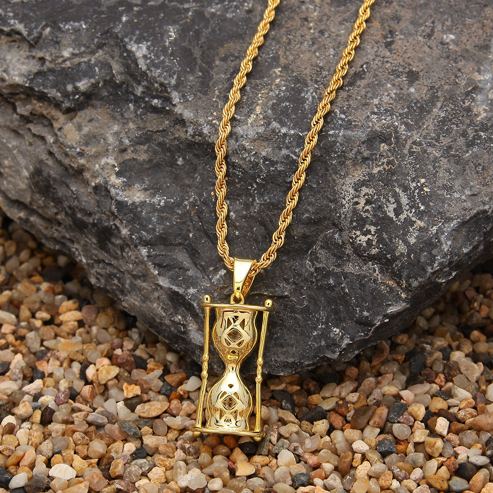Jewelry Hourglass Zircon Pendant Two Color Plated Rap Spectrum St. Valentine's