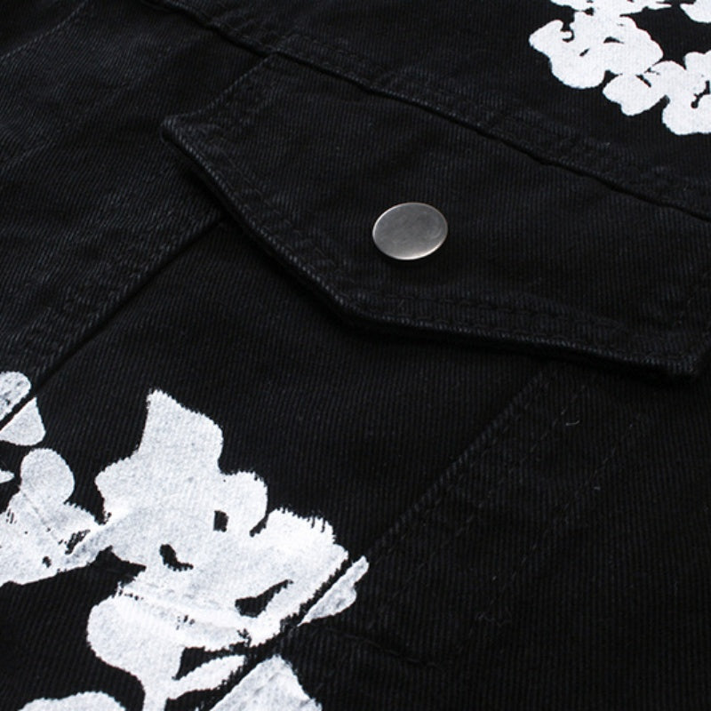 American-style baseball jacket American-style Denim Tears cotton flower denim jacket for men ¨C loose-fit, high-street trendy brand