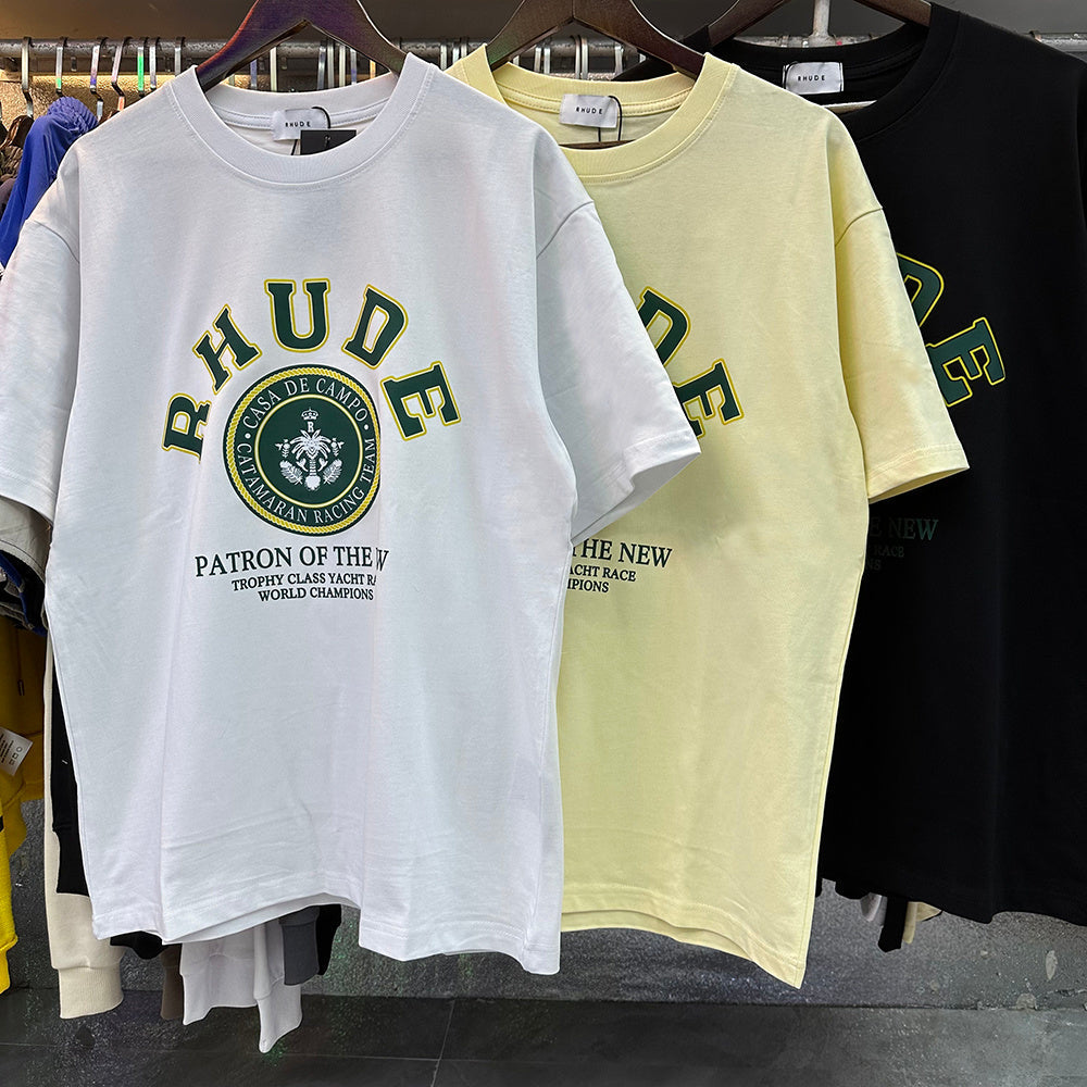Rhude T Shirts Green Print Loose Casual Short Sleeve Men and Women