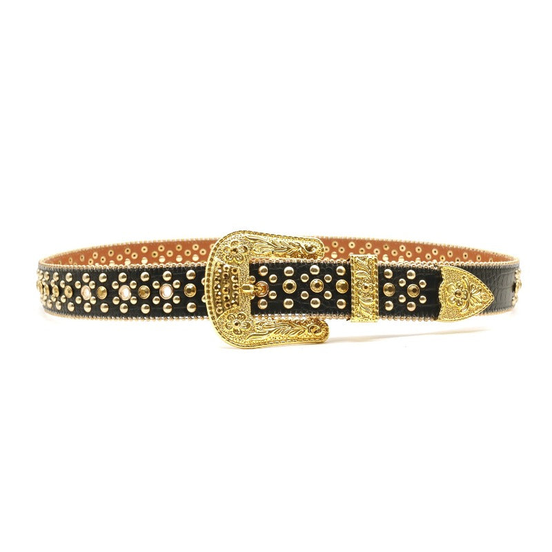 Hip-hop punk rhinestone belt punk style