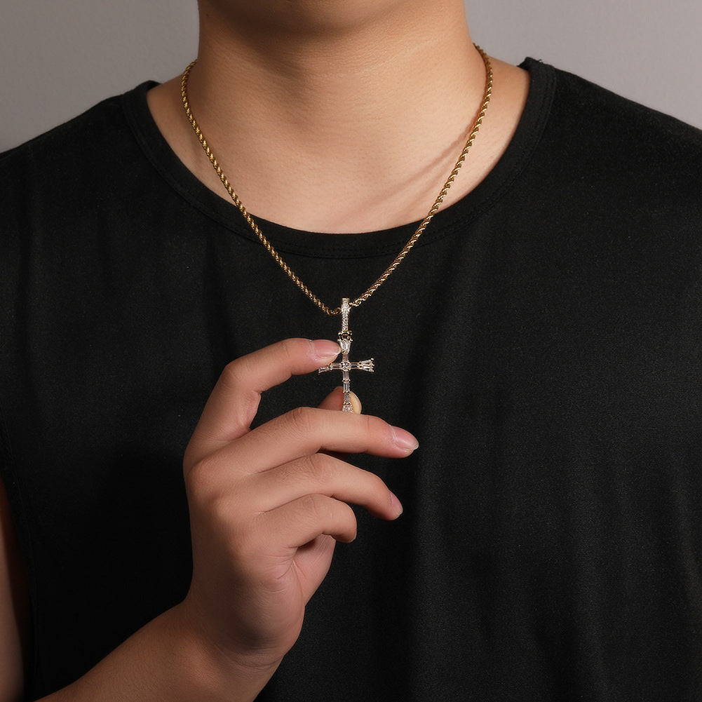 Jewelry T Square Zircon Vintage Cross Pendant Copper Trend Egypt Pieces Crosses St. Valentine's