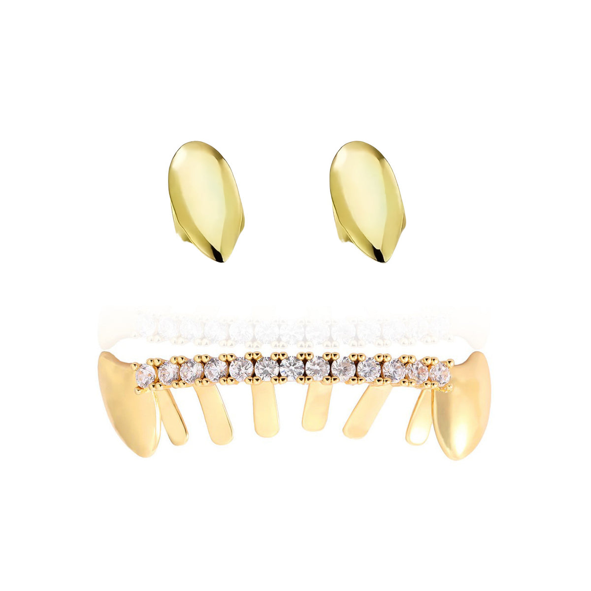Grillz Hip-Hop Rock Trend Hot Sale Hip Hop Zirconium Decorative Braces TeethGrillz Real Gold Plated Braces