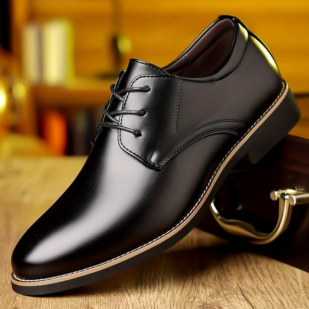 Men's dress shoes glossy sewing line men's leather shoes pointed simple lace-up men's shoes business leisure wedding