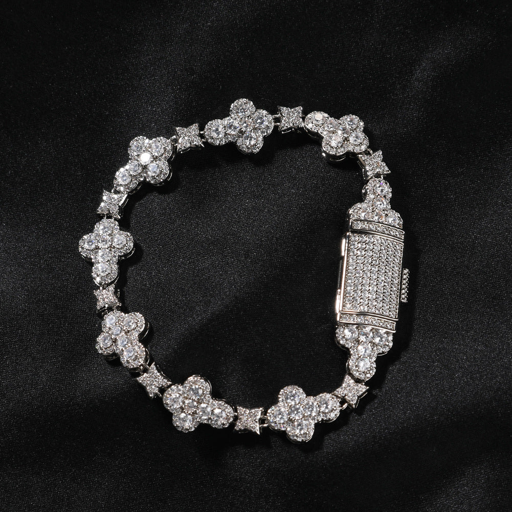 Bracelet 10mm Cross Flower Bracelet Microset Zircon Jewelry Crosses Spectrum St. Valentine's