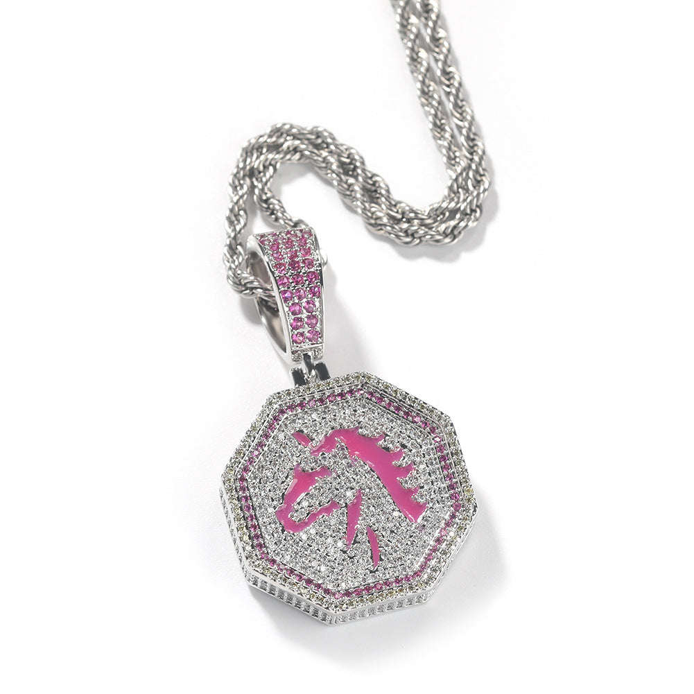 Jewelry Zodiac Pendant Copper Inlaid Zircon Luminous Animal Royalty
