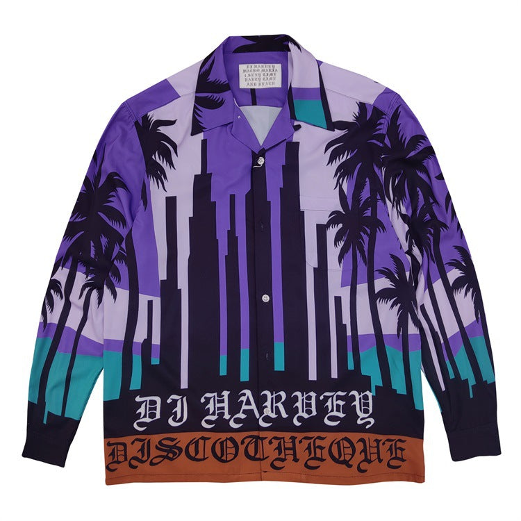 GUILTYPARTIES TIGER Long sleeved shirt DJ Harvey Coconut Tree, Dancing with Snakes, Hawaiian Long Sleeve Shirt