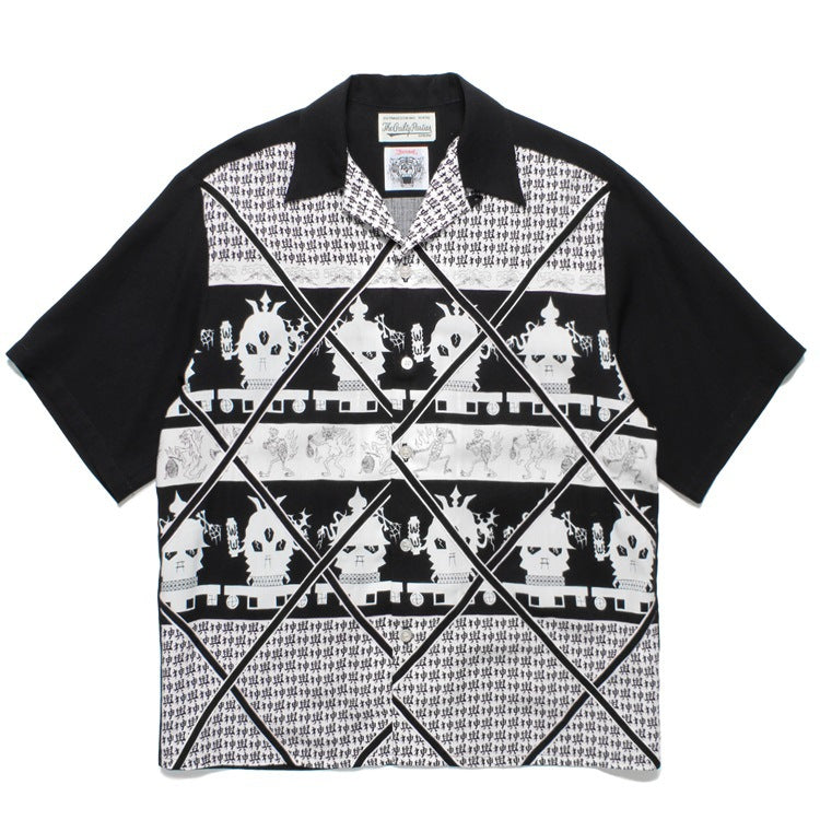 GUILTYPARTIES TIGER Shirts 24ss Shenxing checkered rayon, Hawaiian casual short-sleeved shirt men