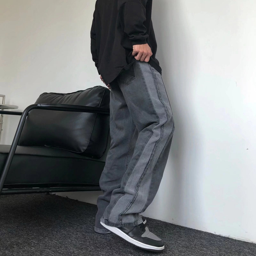 Men Jeans Loose Straight Jeans Fall Casual Wide-Leg Trousers