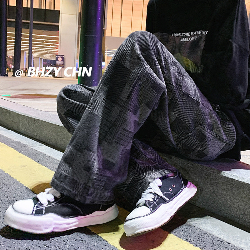 Men Jeans Spring Jeans Men's Straight Wide-Leg Pants