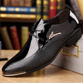 Men's dress shoes large size men's leather shoes metal decorative label glossy patent leather shoes men's wedding men's shoes trendy brand