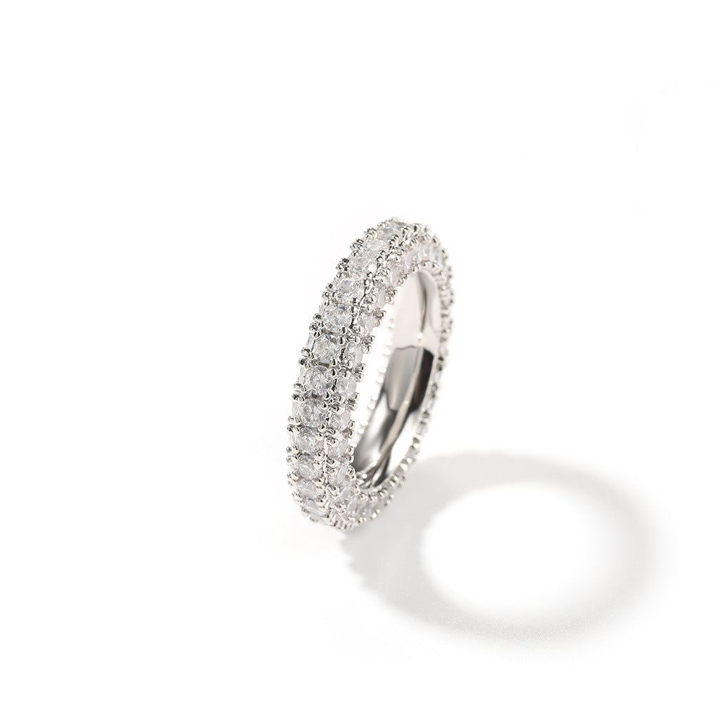 Rings Simple Three-Sided Zircon Design Hip Hop Ring St. Valentine's