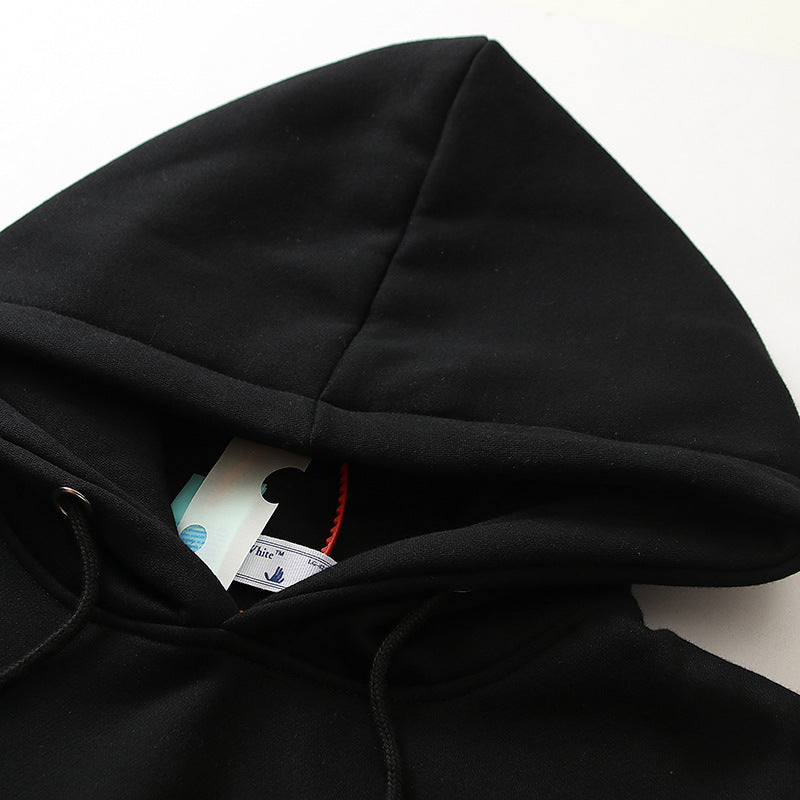 OW  hoodie geometric building arrow pattern fleece hooded