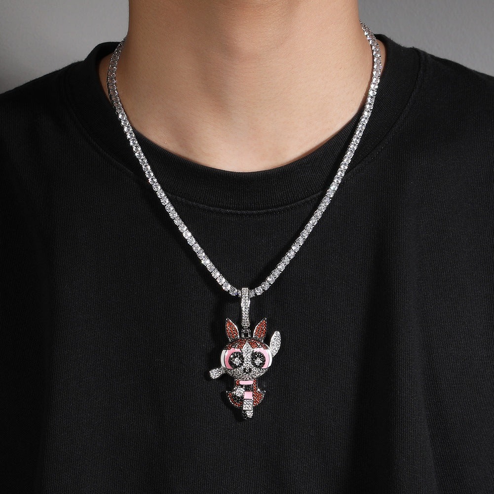 Jewelry Powerpuff Girls Spectrum St. Valentine's Pendant Hip Hop Copper Anime The Powerpuff Girls Spectrum St. Valentine's