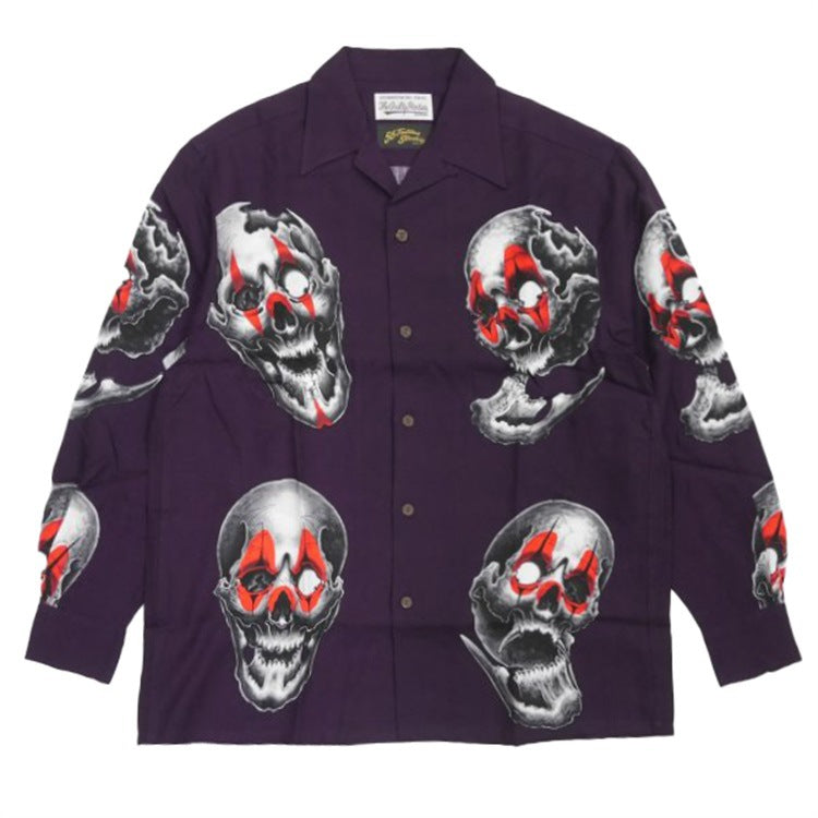 GUILTYPARTIES TIGER Long sleeved shirt 56TATTOO STUDIO Skull Hawaiian long-sleeved shirt for men and women