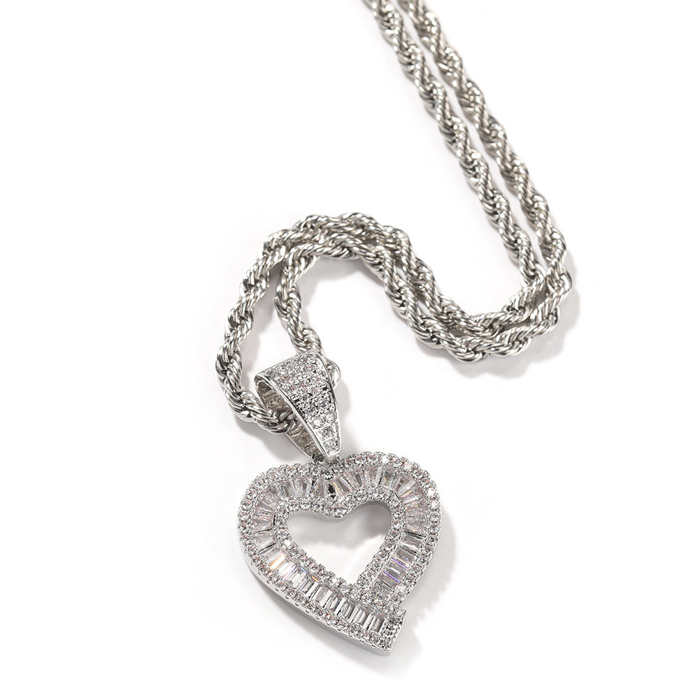 Jewelry T-Square Love Pendant Personality Trend Retro Copper Zircon St. Valentine's Spectrum Angel Pieces