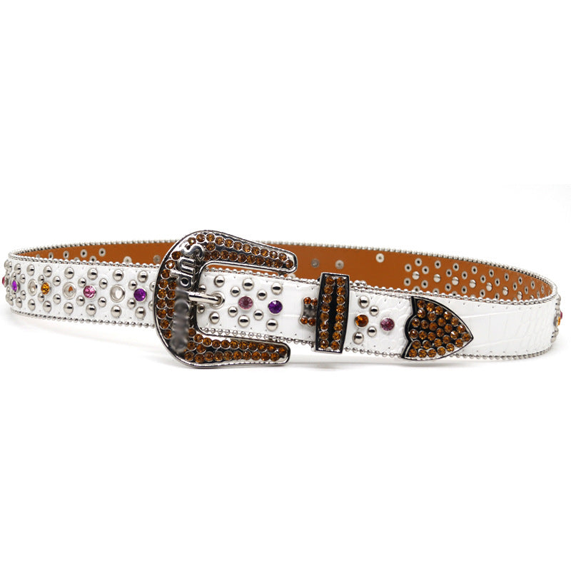 Hip-hop punk rhinestone belt punkletter surprise belt