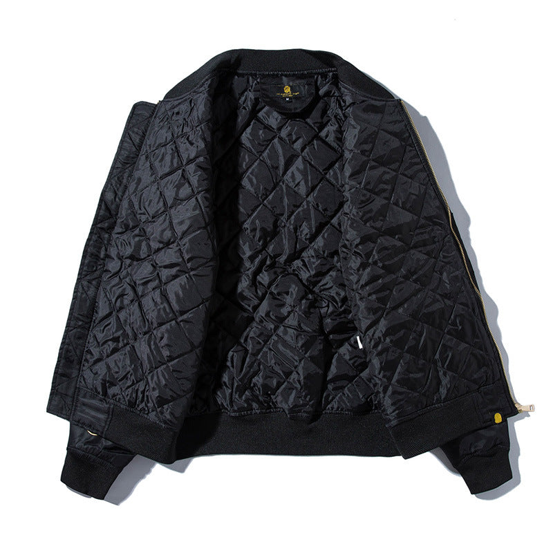 Mens Bomber Jacket MA-1 Winter Thickness available cotton-padded jacket sticker embroidered Air Force pilot couple baseball jersey