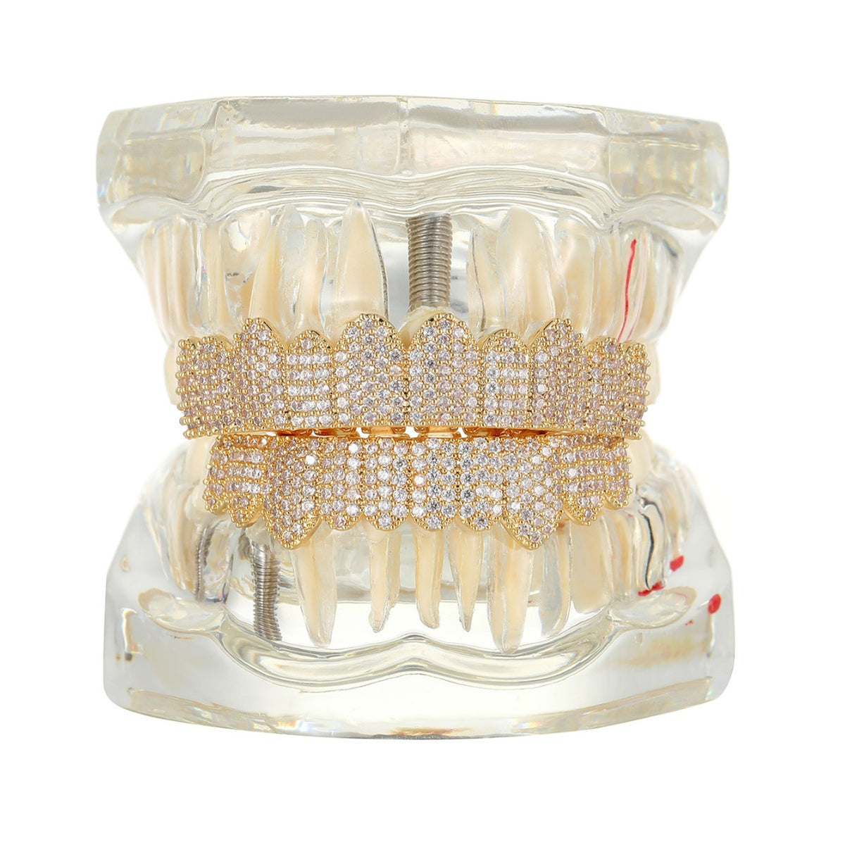 Grillz Hip-Hop Rock Hip Hop Braces Real Gold Plated 10-Tooth Microstudded Diamond HIPHOP Braces Halloween Hip Hop Ornament