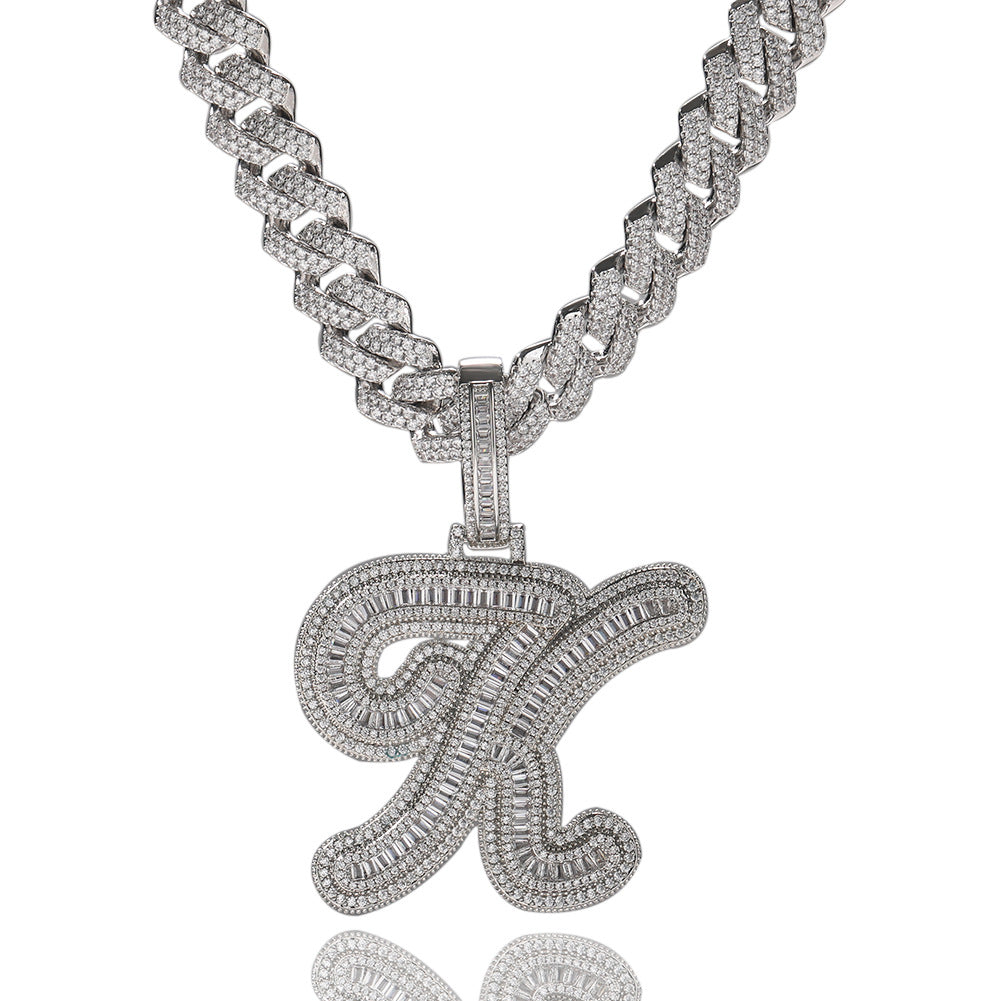 Jewelry Hip Hop Jala Letter Pendant Copper Inlaid Zircon Full Diamond Necklace Word Up Spectrum