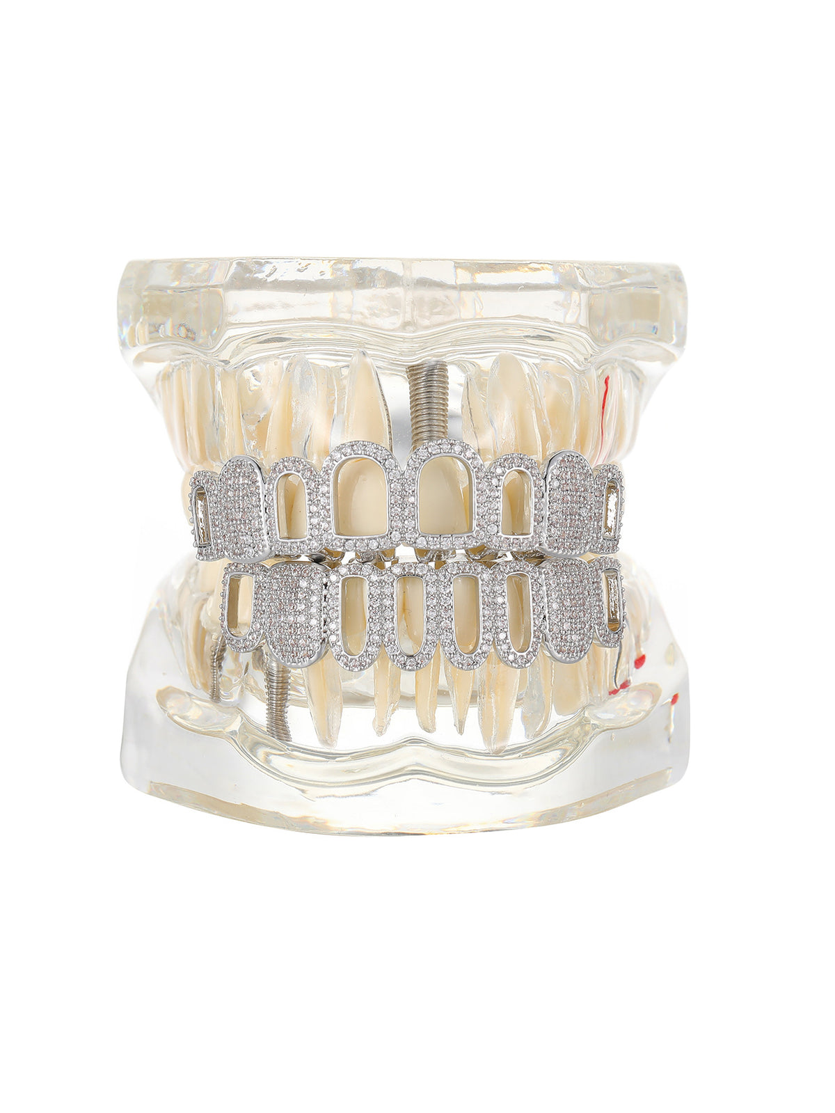 Grillz Hip-Hop Rock Hip Hop Singer Braces Real Gold Plated Hollow Teeth Filled with Diamonds Cross Border HIPHOP Braces Halloween Hip Hop Ornaments