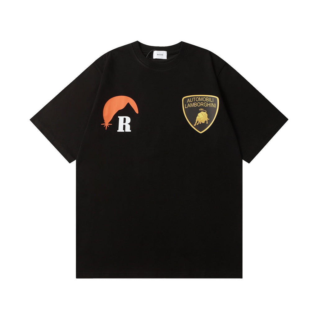 Rhude T Shirt Striped Sunset Snow Mountain Print Short Sleeve T-Shirt