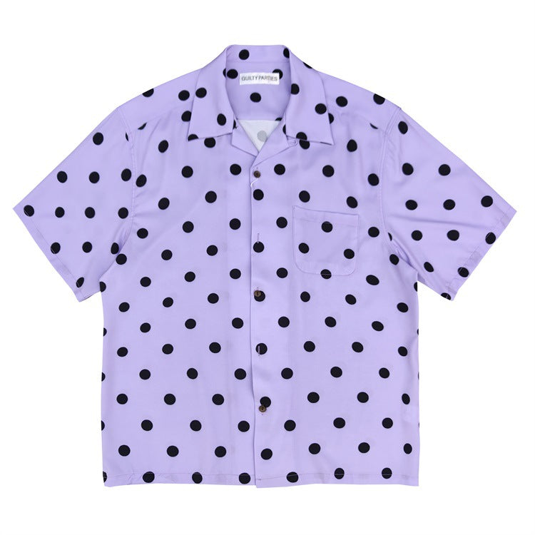 GUILTYPARTIES TIGER Shirts 24ss polka dot glass ball rayon Hawaiian casual short-sleeved shirt