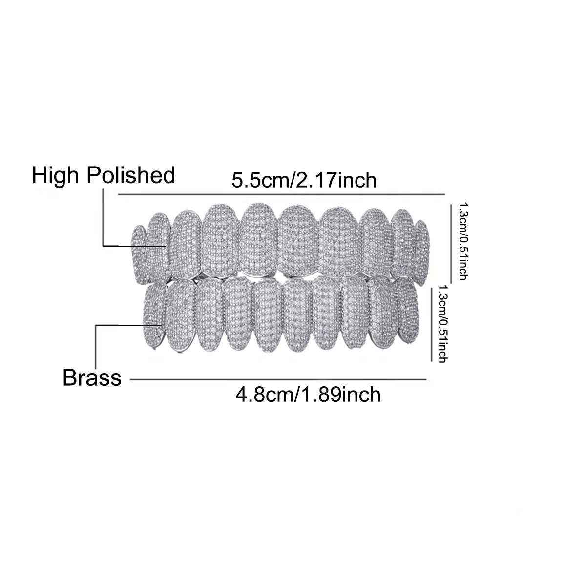 Grillz Hip-Hop Rock Hip Hop Braces Real Gold Plated 10 Tooth Micro-studded Diamond Cross Border Hiphop Braces Halloween Hip Hop Ornament