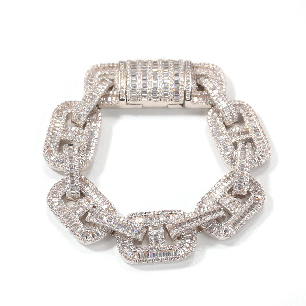 Bracelet Zircon Pig Nose Cuban Chain Bracelet INS Hip Hop Royalty