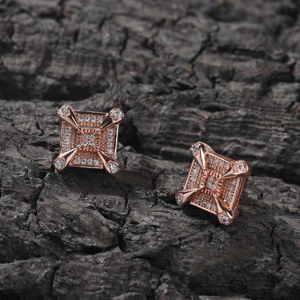 Earrings Zircon Square Earrings Spectrum