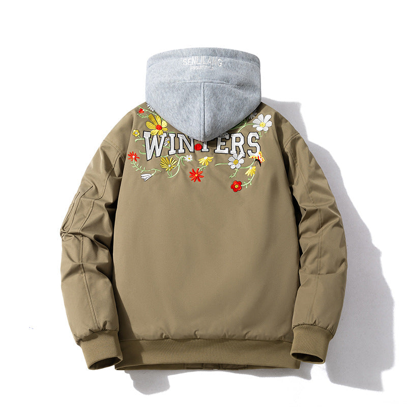 Men Vintage Jackets Thickened baseball jersey Simple embroidery Couple trendy stand-up collar jacket