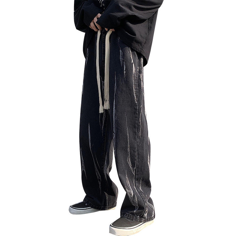 Men Jeans Tie-Dyed Jeans Men Spring Baggy Straight Trousers
