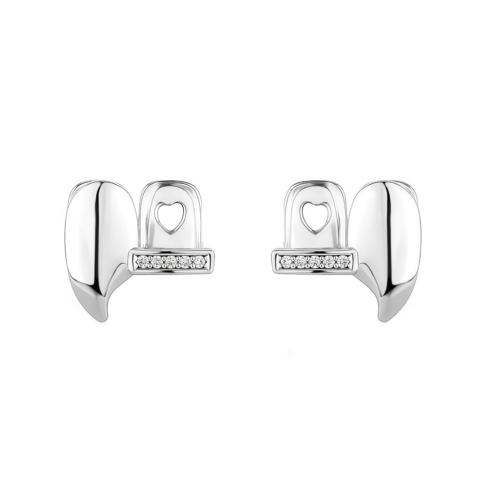 Grillz Hip-Hop Rock Symmetrical Fangs Zircon Braces Horizontal Bar Combination Personalized Dentures Men's Cross-Border Hip-Hop Accessories