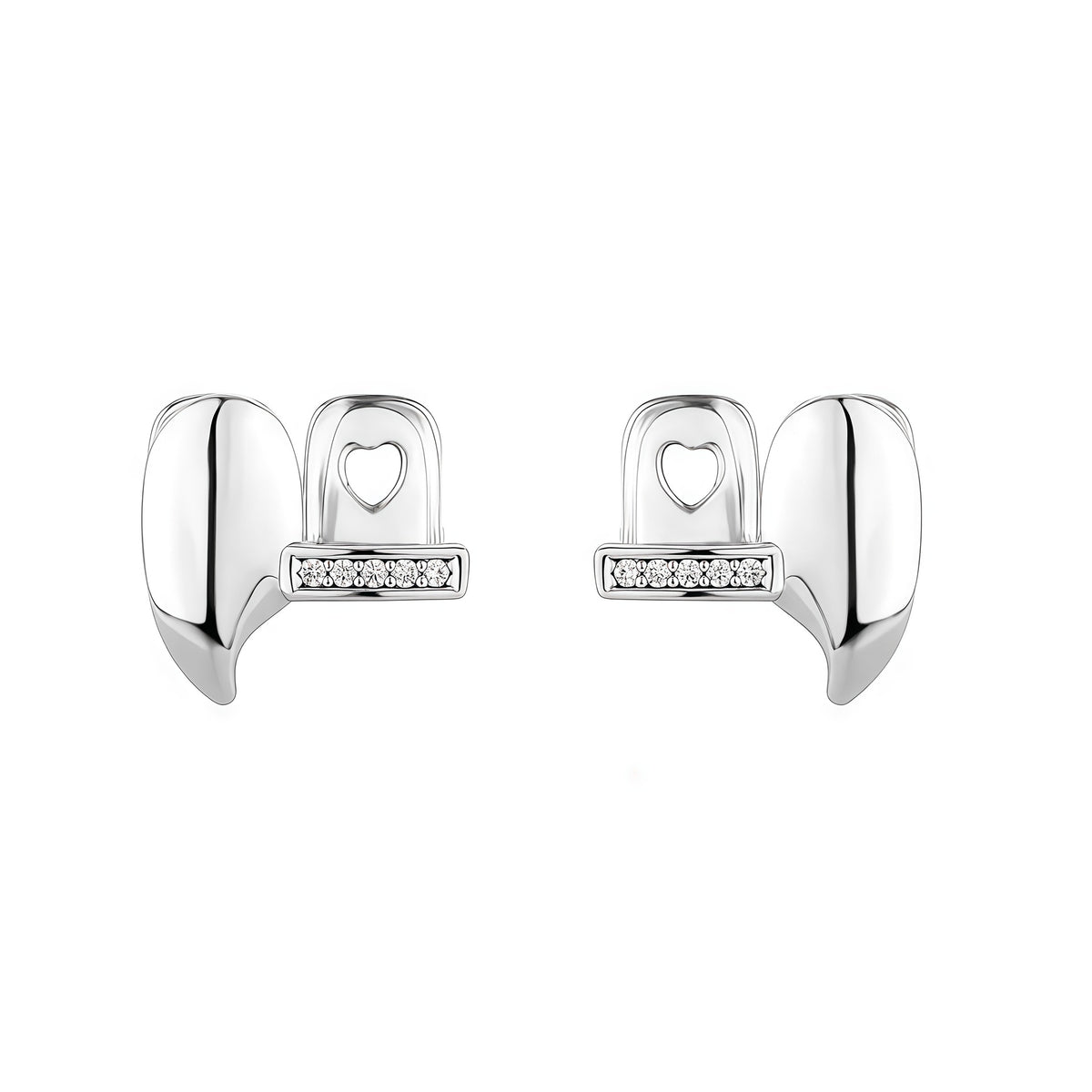 Grillz Hip-Hop Rock Symmetrical Fangs Zircon Braces Horizontal Bar Combination Personalized Dentures Men's Cross-Border Hip-Hop Accessories