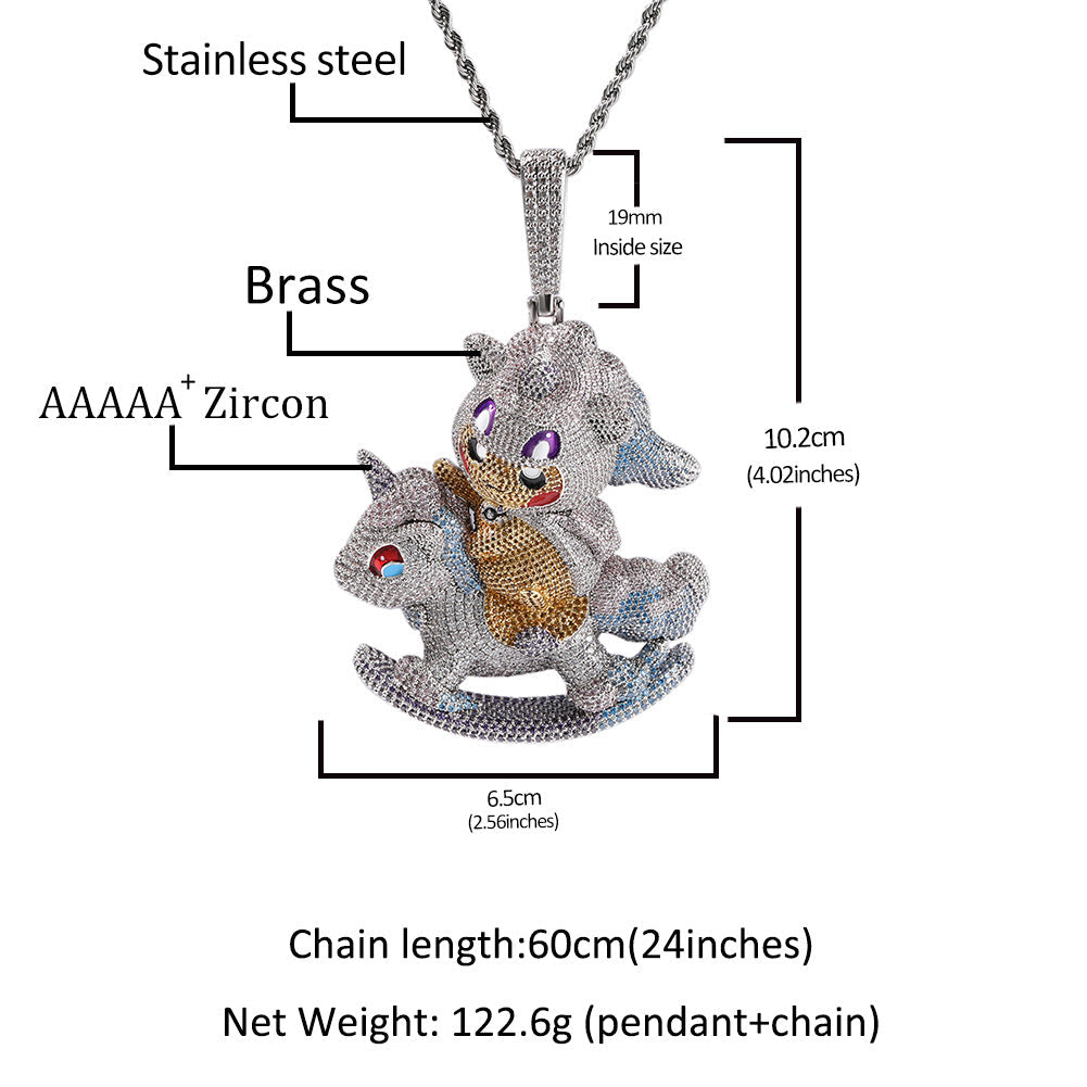 Jewelry Hip Hop Necklace Copper Zircon Spectrum St. Valentine's Angel Pieces