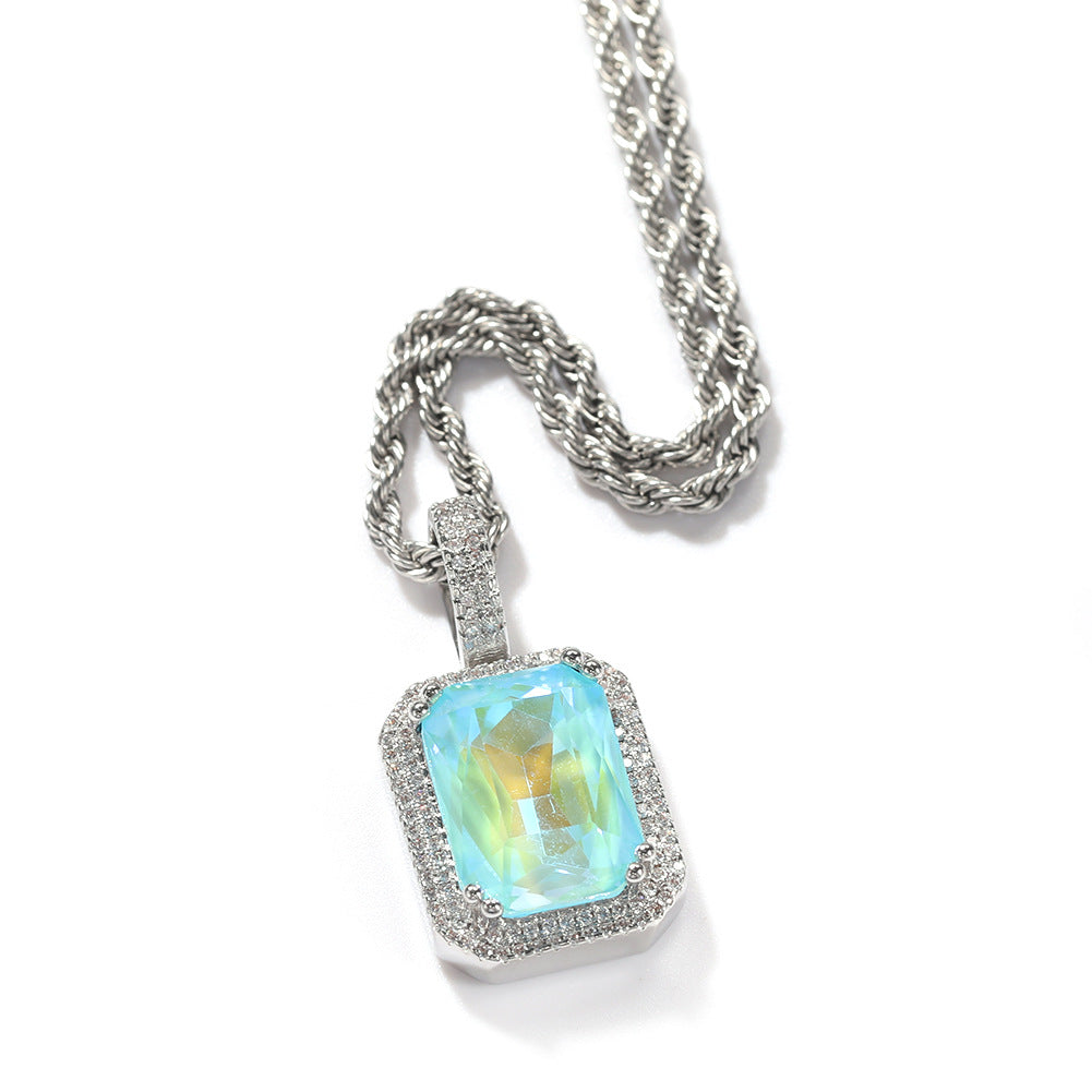 Jewelry Mocha Fluorescent Gemstone Pendant Necklace ins Spectrum St. Valentine's Royalty