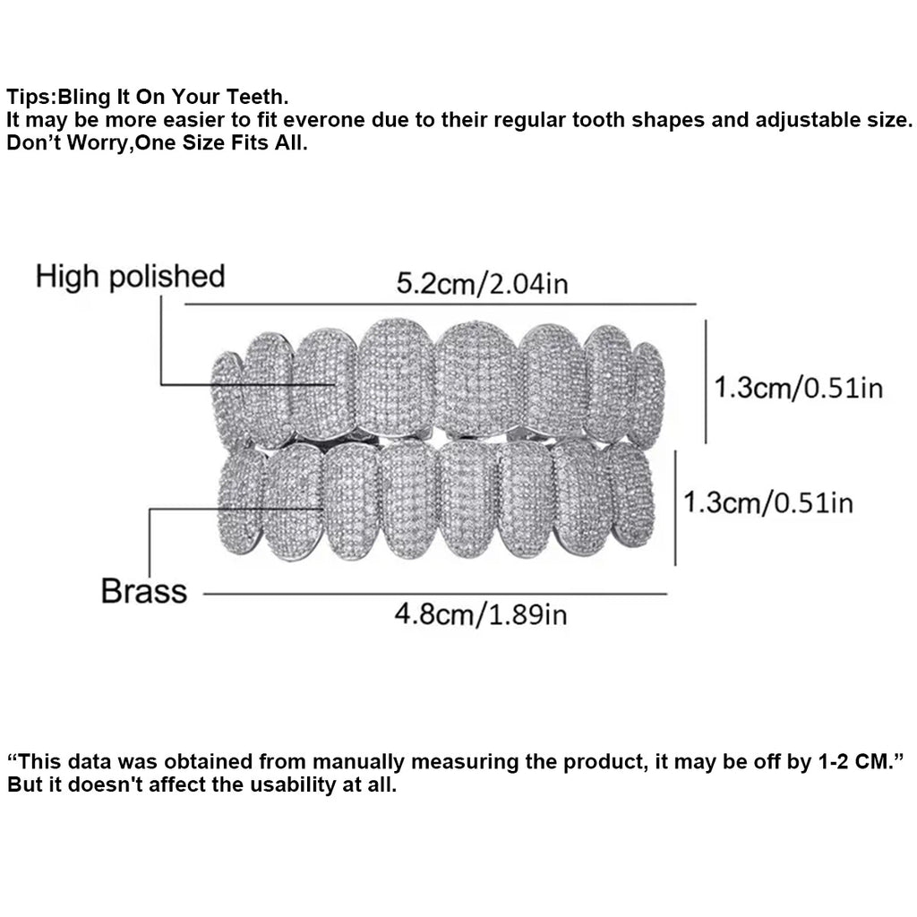 Grillz Hip-Hop Rock European and American Hip Hop Braces Real Gold Plated 10 Tooth Micro-studded Diamond Cross-border Hiphop Braces Halloween Hip Hop Ornaments