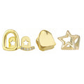Grillz Hip-Hop Rock Hollow Single Hollow Bar Drill Triple Braces Daily Out Cool Glossy Gold Teeth Hip Hop Versatile Cross-border Accessories