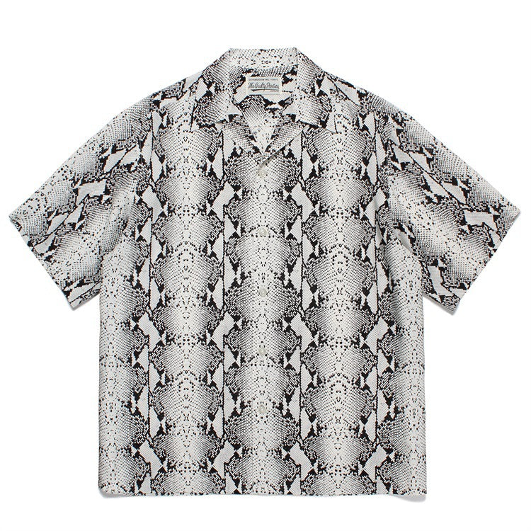 GUILTYPARTIES TIGER Shirts PYTHON OPEN COLLAR SHIRT Snake Rayon Short Sleeve Shirt