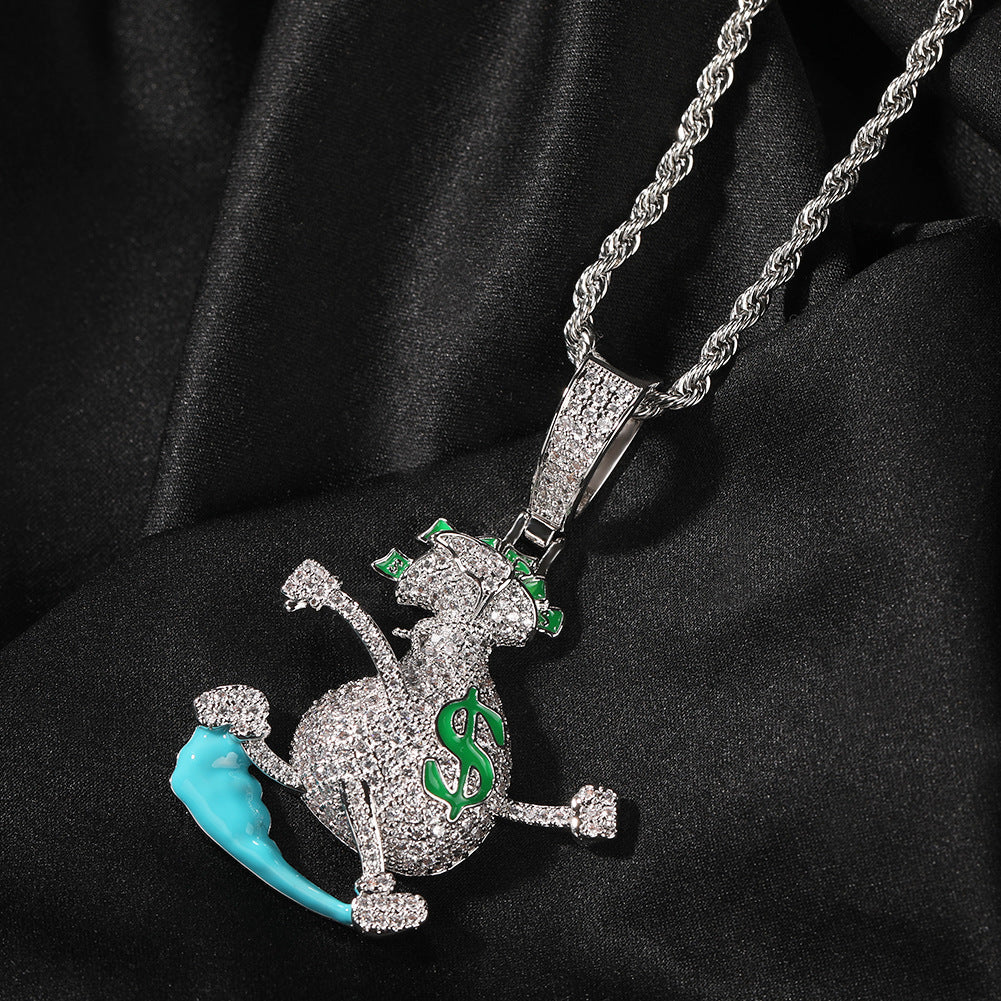 Jewelry Running Money Bag Pendant Copper Set Zircon Necklace Spectrum