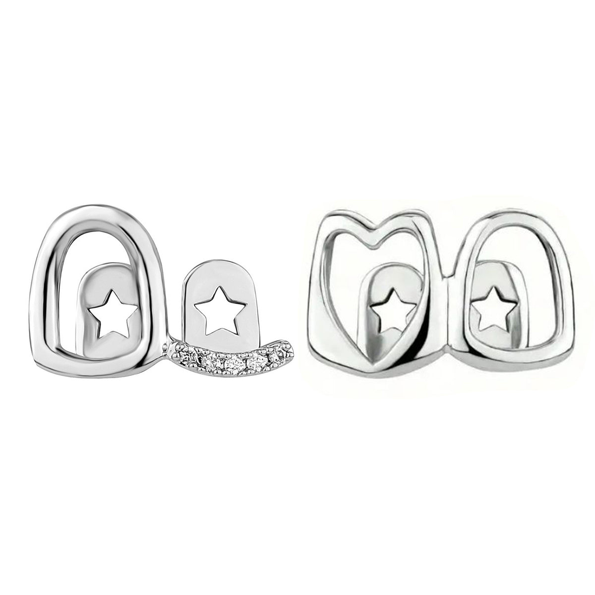 Grillz Hip-Hop Rock Hollow Love Stick Drill Double Braces Daily Out Cool Glossy Gold Teeth Hip Hop Versatile