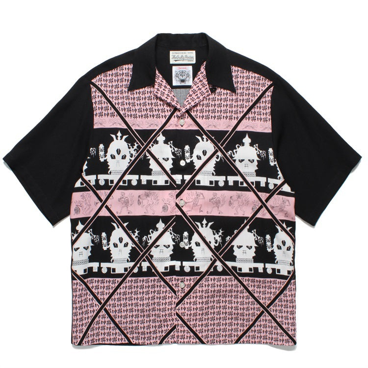 GUILTYPARTIES TIGER Shirts 24ss Shenxing checkered rayon, Hawaiian casual short-sleeved shirt men