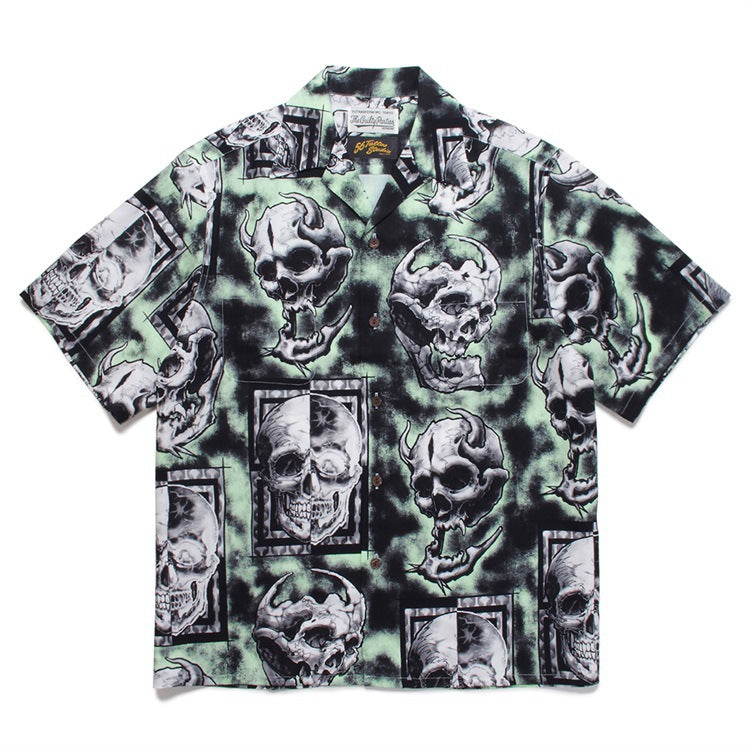 GUILTYPARTIES TIGER Shirts 56 TATTOO STUDIO Skull Ghost Hawaiian Short Sleeve Shirt