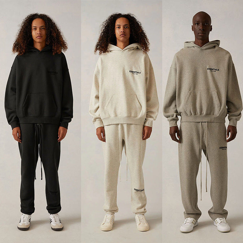 Fog Essentials Hoodie Unisex Flocking Logo Fashion Hooded Sweater