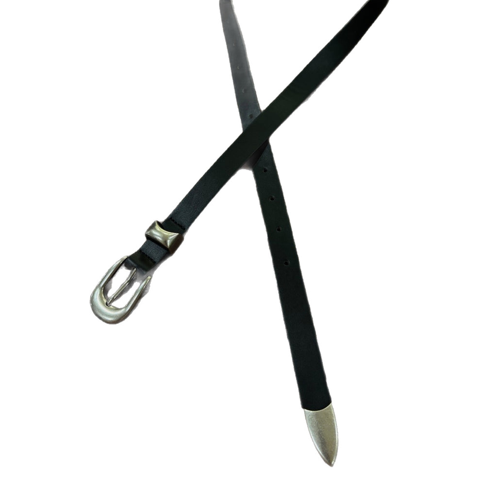 American vintage-style leather belt Cleanfit style belt Simple metal pin hand belt Casual commuter men and women