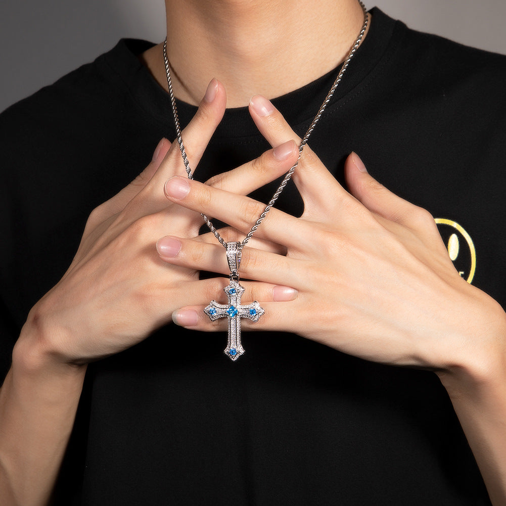 Jewelry Hip Hop Cross Diamond Pendant Necklaces Vintage St. Valentine's Crosses Spectrum Egypt Pieces Necklaces